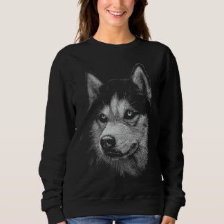 Cute Siberian Husky Dog Head Art For Dogs Puppy Sweatshirt