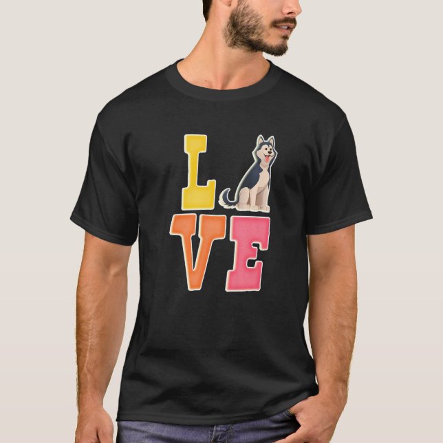 Cute Siberian Husky Dog Love Valentine Puppy Lover T-Shirt (Front)