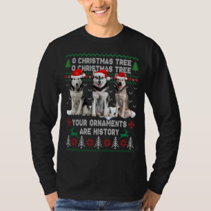 Cute Siberian Husky Dog Oh Christmas Tree Ugly Xma T-Shirt