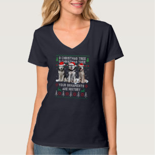 Cute Siberian Husky Dog Oh Christmas Tree Ugly Xma T-Shirt