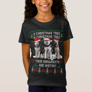 Cute Siberian Husky Dog Oh Christmas Tree Ugly Xma T-Shirt