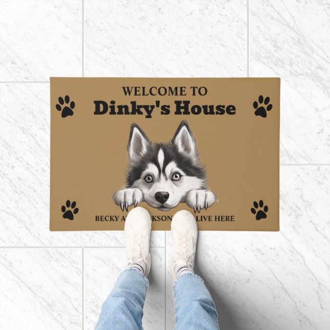 Cute Siberian Husky Dog Photo Doormat (Indoor)