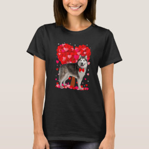 Cute Siberian Husky Dog Valentines Day Heart Puppy T-Shirt