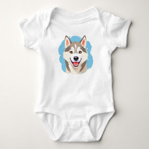 Cute Siberian Husky Dog Wolf Funny huskies Dog Baby Bodysuit
