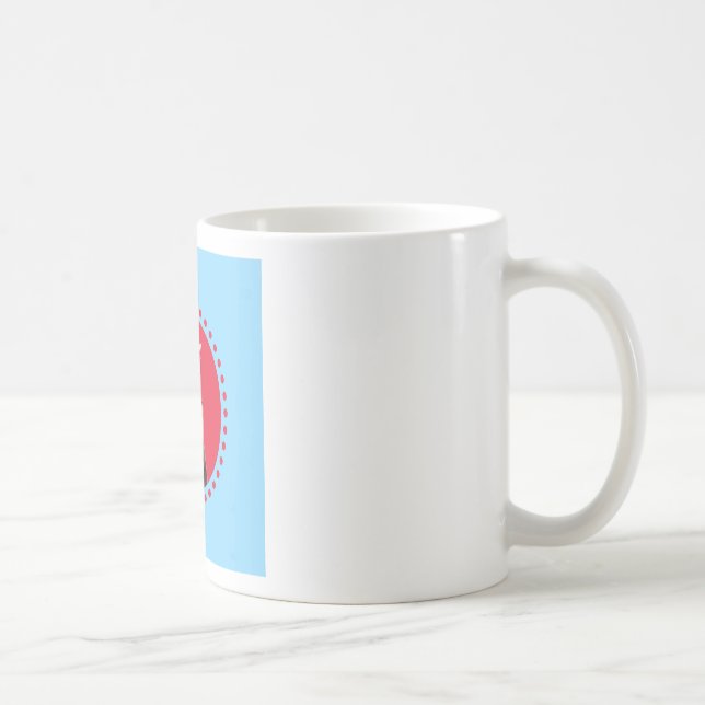 Cute Siberian Husky Happy Birthday blue red dots Coffee Mug (Right)