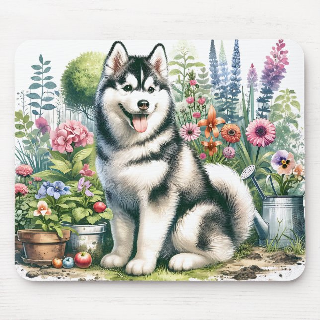 Cute Siberian Husky Mouse Mat (Front)