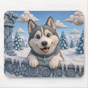 Cute Siberian Husky Puppy, Baby Dog Mouse Mat