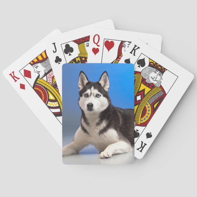 Cute Siberian Husky Puppy Dog Playing Cards (Back)