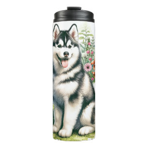 Cute Siberian Husky Thermal Tumbler