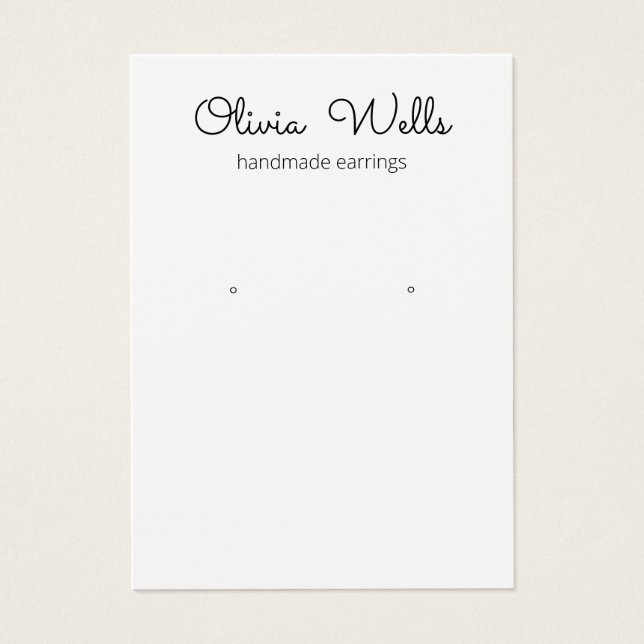 Cute Signature Script Earring Display Card (Front)