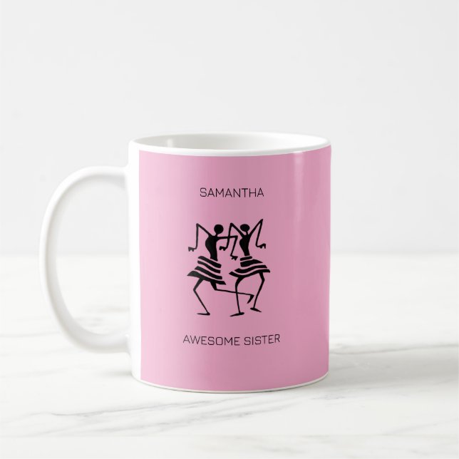 Cute Silhouette Awesome Sister Celebration  Coffee Mug (Left)