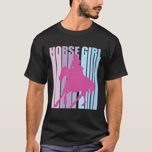 Cute Silhouette Horseback Rider Riding Funny Horse T-Shirt (Front)
