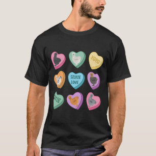 Cute Silkie Chicken Heart Candy Valentine Day Farm T-Shirt
