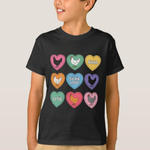 Cute Silkie Chicken Heart Candy Valentine Farm Ani T-Shirt