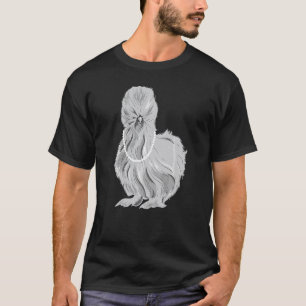 Cute Silkie Silky Chicken Wearing Pear Necklace T-Shirt