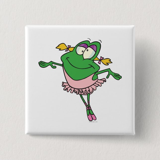 cute silly ballerina ballet froggy frog 15 cm square badge (Front)