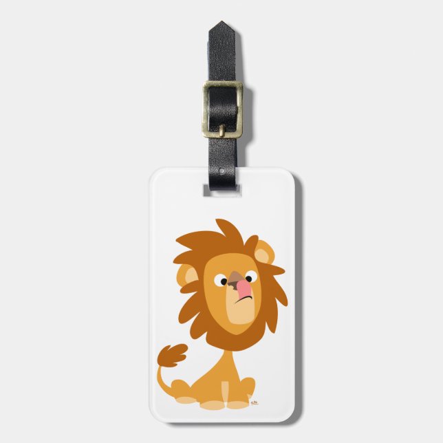 Cute Silly Cartoon Lion Luggage Tag (Front Vertical)
