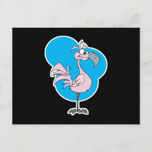 cute silly cartoon pink flamingo postcard