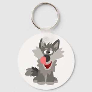 Cute Silly Cartoon Wolf Key Ring