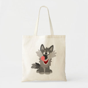 Cute Silly Cartoon Wolf Tote Bag