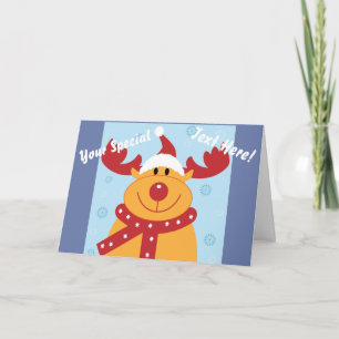 Cute Silly Christmas Reindeer! (Customise It!) Holiday Card
