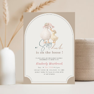 Cute Silly Duck Arch Floral Baby Shower Invitation