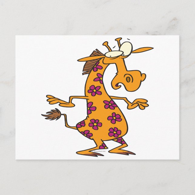 cute silly flower spots giraffe cartoon postcard (Front)