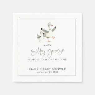 Cute Silly Goose About to Be on Loose Baby Shower Napkin