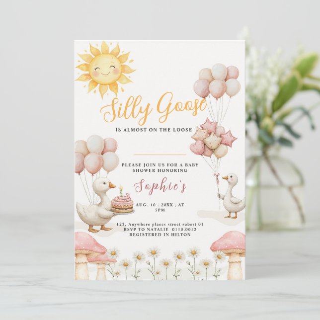 Cute Silly Goose Baby Shower Invitation (Standing Front)