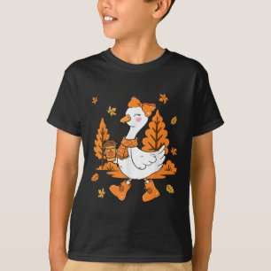 Cute Silly Goose Coffee Cosy Season Pumpkin Autumn T-Shirt