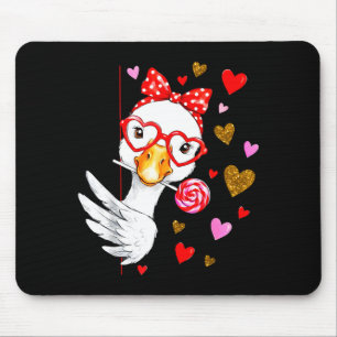 Cute Silly Goose Coquette Bow Valentine's Day Men Mouse Mat