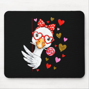 Cute Silly Goose Coquette Bow Valentine's Day Men  Mouse Mat