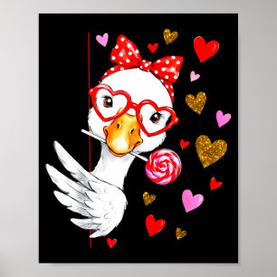 Cute Silly Goose Coquette Bow Valentine's Day Men Poster