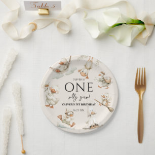 cute Silly Goose ,One Silly Goose 1st Party Paper Plate