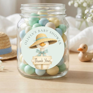 Cute Silly Goose Sage Thank You Baby Shower Classic Round Sticker