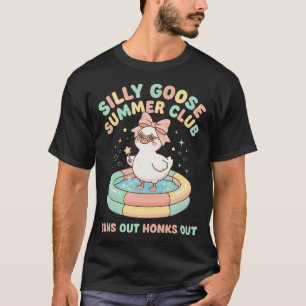 Cute Silly Goose Summer Pool Suns Out Honks T-Shirt