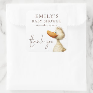 Cute Silly Goose Thank You Baby Shower Square Sticker