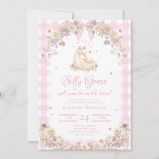 Cute Silly Goose Wildflower Girl Baby Shower Invitation
