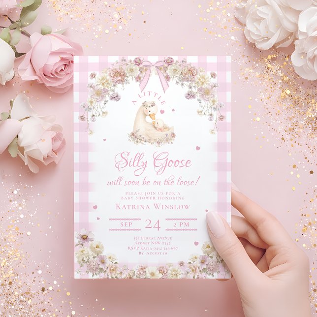 Cute Silly Goose Wildflower Girl Baby Shower Invitation (Creator Uploaded)
