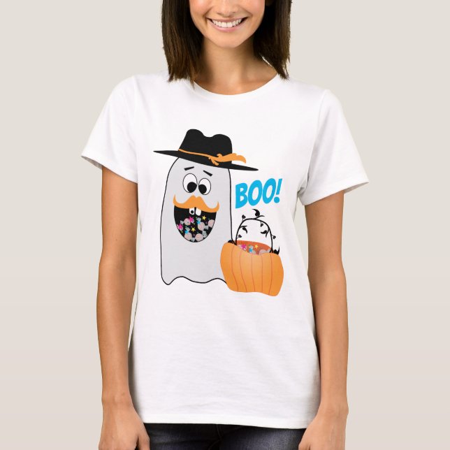 Cute Silly Halloween Ghost Sweet tooth Boo T-Shirt (Front)