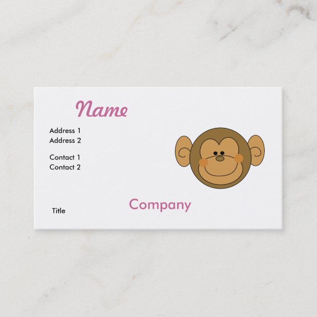 Cute Silly Monkey Face Business Card (Front)