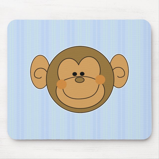 Cute Silly Monkey Face Mouse Mat (Front)