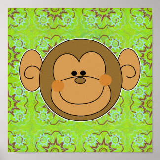 Cute Silly Monkey Face Poster