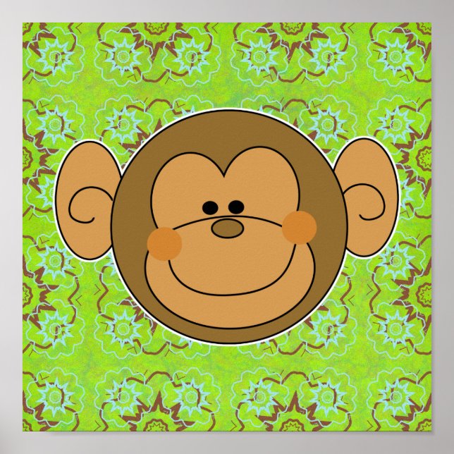 Cute Silly Monkey Face Poster (Front)