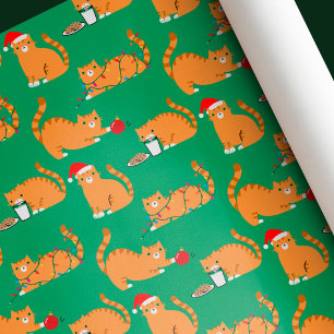 Cute Silly Orange Tabby Cats Christmas Wrapping Paper