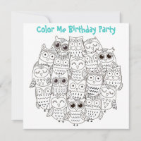 *~* Cute SILLY OWLS Customisable COLOR ME Birthday