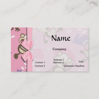 cute silly pillow fighting fight monkeys cartoon business card