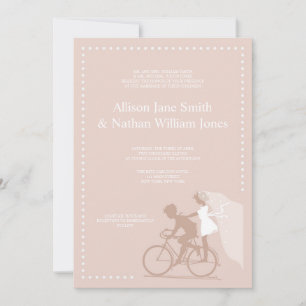 CUTE Silver Bicycle Couple Wedding Invitation