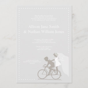 CUTE Silver Bicycle Couple Wedding Invitation