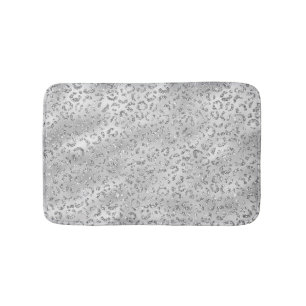 Cute Silver Cheetah Leopard Skin Print Pattern Bath Mat